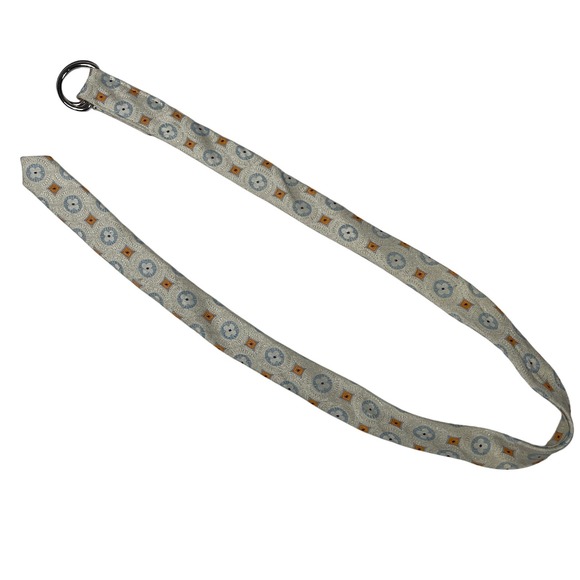 J.Crew 100% Silk‎ 🩵 Cream Belt - Geometric Retro Pattern Print - Women's Small - Picture 5 of 6